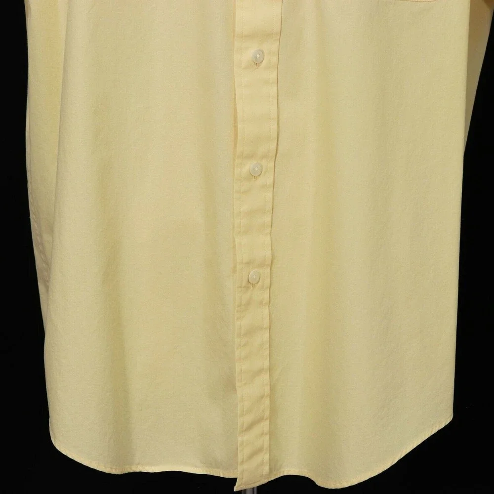 Nautica Mens Button Front Shirt L Large Pastel Yellow 100% Cotton Short Sleeve - Picture 3 of 10